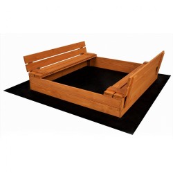 Detské drevené uzatvárateľné pieskovisko s lavičkami a strieškou Baby Mix 120x120 cm sivé #9