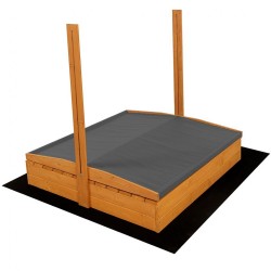 Detské drevené uzatvárateľné pieskovisko s lavičkami a strieškou Baby Mix 120x120 cm sivé #1