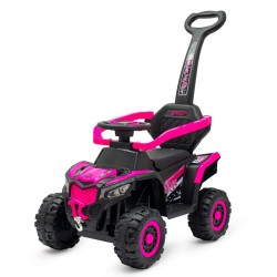 Detské elektrické odrážadlo Baby Mix Ruggy s vodiacou tyčou ružové Červená