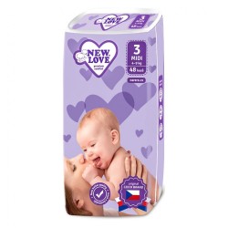 Detské jednorázové plienky New Love 3 MIDI 4-9 kg 48 ks biela