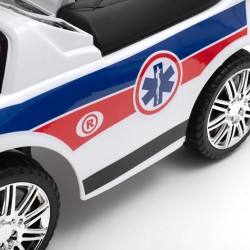 Detské odrážadlo so zvukom a vodiacou tyčou Baby Mix AMBULANCE biele #9