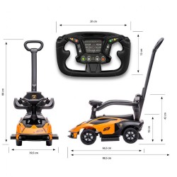 Detské odrážadlo so zvukom a vodiacou tyčou Milly Mally LAMBORGHINI ESSENZA SC V12 oranžové #8