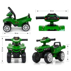 Detské odrážadlo so zvukom Štvorkolka Milly Mally Monster Military zelená #5