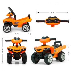 Detské odrážadlo so zvukom Štvorkolka Milly Mally Monster Orange oranžová #5