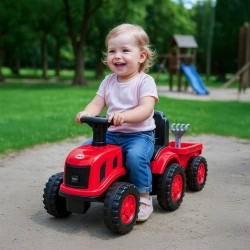 Detské odrážadlo traktor s vlečkou a náradim Baby Mix Benny červený #4