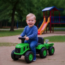 Detské odrážadlo traktor s vlečkou a náradim Baby Mix Benny zelený #4