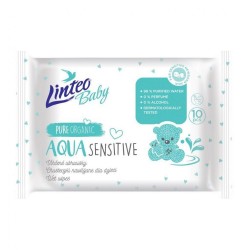 Detské vlhčené obrúsky Linteo Baby AQUA SENSITIVE 10 ks podľa obrázku