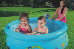 Detský bazén s nafukovacím okrajom a sprchou Bestway modrá #4