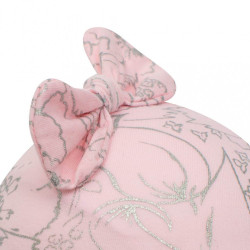 Dojčenská bavlnená čiapka s mašličkou New Baby NUNU ružová #1