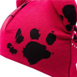 Dojčenská bavlnená čiapka s uškami New Baby Paw tmavo ružová #1