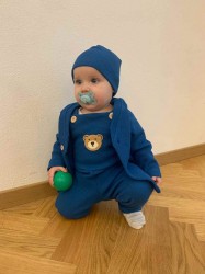 Dojčenská bavlnená čiapočka New Baby Luxury clothing modrá #2