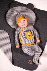 Dojčenská bavlnená košieľka Nicol Prince Lion sivá #1
