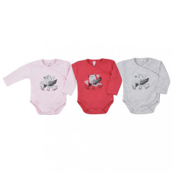 Dojčenské bavlnené body s bočným zapínaním Koala Birdy tmavo ružové #1