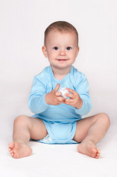 Dojčenské bavlnené body s dlhým rukávom New Baby Pastel modré #1