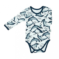 Dojčenské bavlnené body s dlhým rukávom Nicol Dolphin modrá
