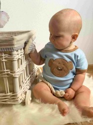 Dojčenské bavlnené body s krátkym rukávom New Baby BrumBrum blue brown modrá #2