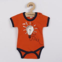 Dojčenské bavlnené body s krátkym rukávom New Baby Happy Bulbs oranžová