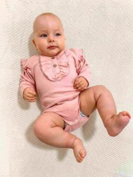 Dojčenské body New Baby Stripes ružové #2
