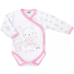 Dojčenské body s bočným zapínamím New Baby Bears ružové #1