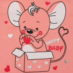 Dojčenské body s dlhým rukávom New Baby Mouse lososové ružová #2