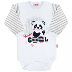 Dojčenské body s dlhým rukávom New Baby Panda sivá