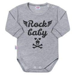 Dojčenské body s dlhým rukávom New Baby Rock baby sivé