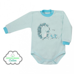 Dojčenské body s dlhým rukávom z organickej bavlny Koala Lesný Priateľ modré