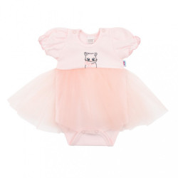 Dojčenské body s tylovou sukienkou New Baby Wonderful ružové