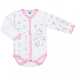 Dojčenské celorozopínacie body New Baby Bears ružové #1