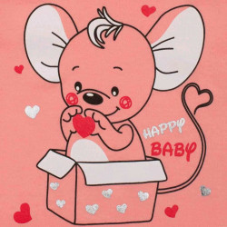 Dojčenské celorozopínacie body New Baby Mouse lososové ružová #2
