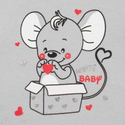 Dojčenské celorozopínacie body New Baby Mouse sivé #2