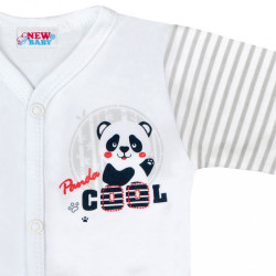 Dojčenské celorozopínacie body s dlhým rukávom New Baby Panda sivá #1