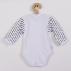 Dojčenské celorozopínacie body s dlhým rukávom New Baby Panda sivá #1