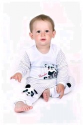 Dojčenské celorozopínacie body s dlhým rukávom New Baby Panda sivá #2