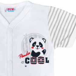 Dojčenské celorozopínacie body s krátkym rukávom New Baby Panda sivá #1
