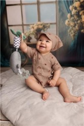 Dojčenské mušelínové body s bočným zaviazovaním New Baby Rainbow hnedá #2
