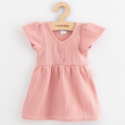 Dojčenské mušelínové šaty New Baby pink ružová
