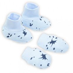 Dojčenský bavlnený set-capačky a rukavičky Nicol Ella biele modrá