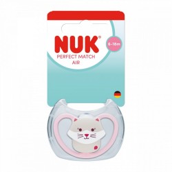 Dojčenský cumlík  NUK Perfect Match Air CAT  6-18m 1ks box ružová #1