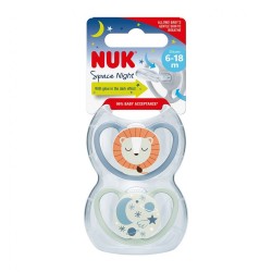 Dojčenský cumlík NUK Space Nights 6-18m 2ks/BOX chlapec modrá #1