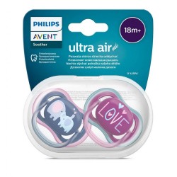 Dojčenský cumlík Ultra air  Avent  + 18 mesiacov - 2 ks dievča slon fialová #1
