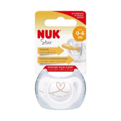 Dojčenský latexový cumlík NUK Star 0-6 m srdce biela #1