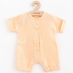 Dojčenský letný mušelínový overal New Baby Leny peach podľa obrázku