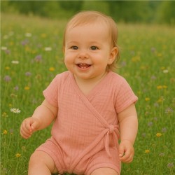 Dojčenský letný mušelínový overal New Baby pink ružová #3