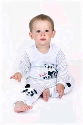 Dojčenský overal New Baby Panda sivá #2