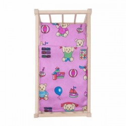 Drevená postieľka-kolíska pre bábiky s obliečkami Baby Mix bears prírodná #1
