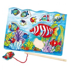 Drevené magnetické puzzle Viga Rybolov multicolor