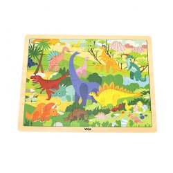 Drevené puzzle 48 dielikov Viga Dinosauri multicolor