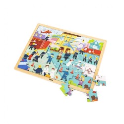 Drevené puzzle 48 dielikov Viga Hasiči multicolor #1