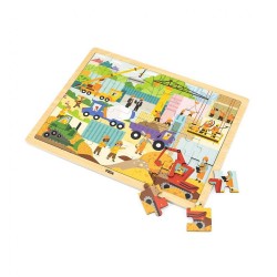 Drevené puzzle 48 dielikov Viga Stavebné stroje multicolor #1